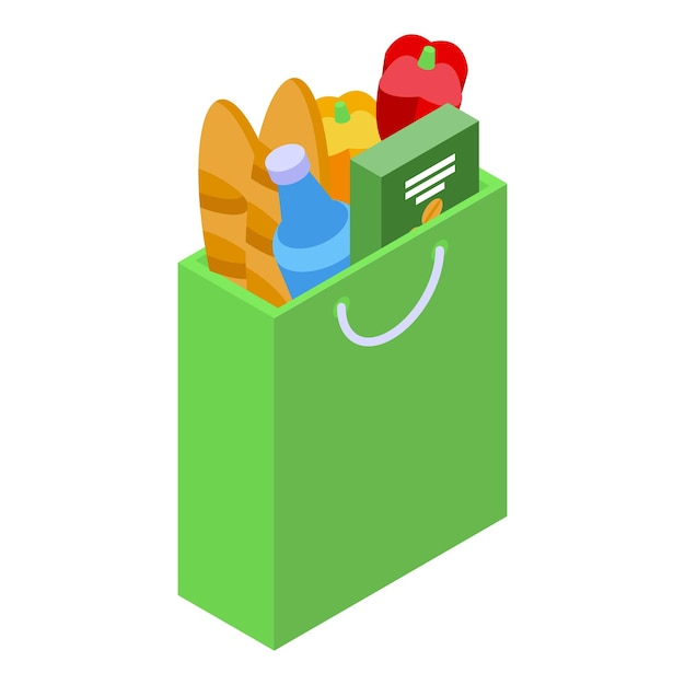 Food bag delivery icon isometric vector Online order Fast deliver