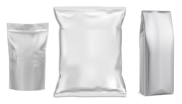 Food bag White package Food pouch foil pack. 3d sachet