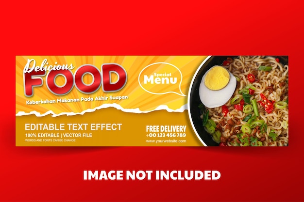 Food Banner Template with editable text effect