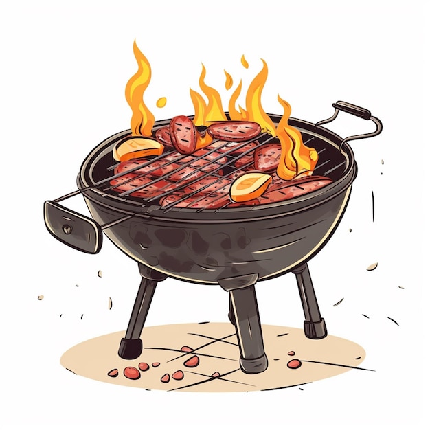 food barbecue bbq barbeque picnic grill vector cooking party steak outdoor meat illustra