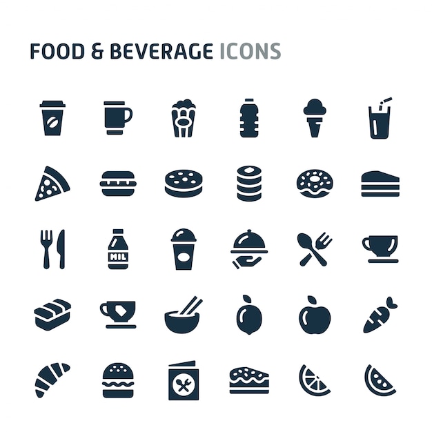 Food & Beverage Icon Set. Fillio Black Icon Series.