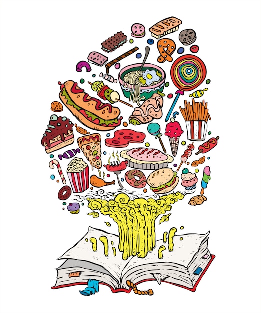 food bible or imagination fantasy book doodle