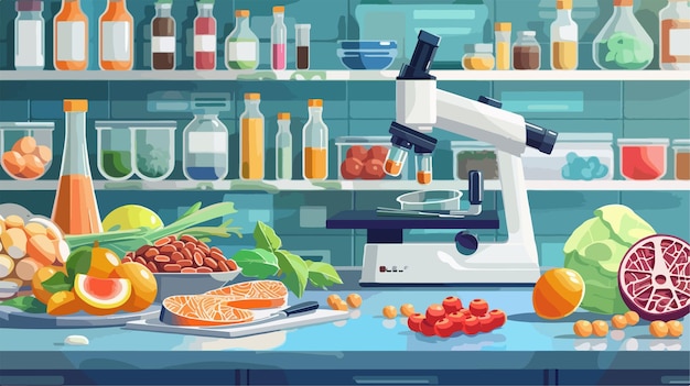 Vector food biology research laboratory vector illustration