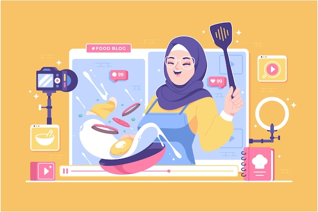 food blog content creator video illustration