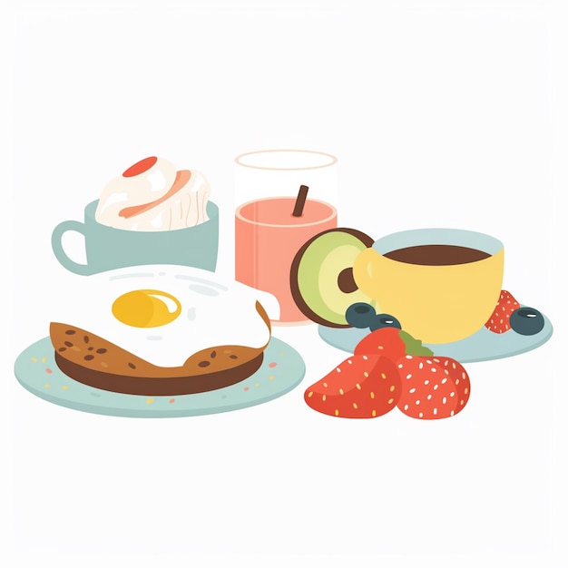 Vector food breakfast vector illustration menu design restaurant morning cafe egg croissant icon