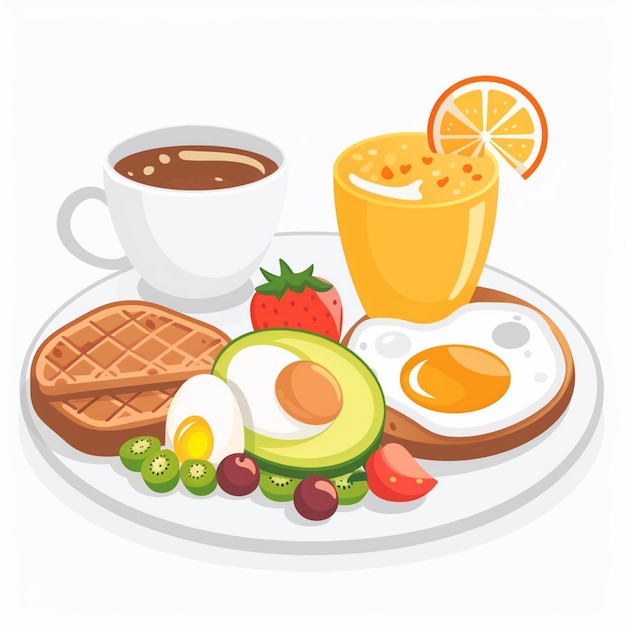 Vector food breakfast vector illustration menu design restaurant morning cafe egg croissant icon