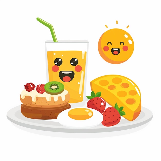 Vector food breakfast vector illustration menu design restaurant morning cafe egg croissant icon