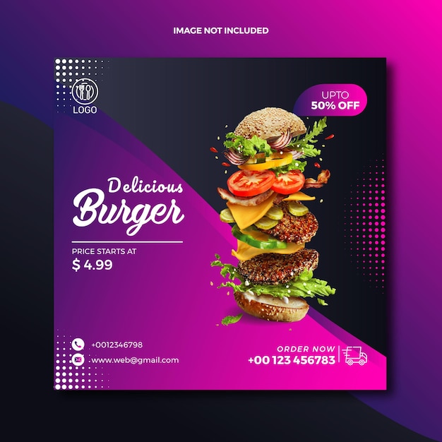 Food Burger Post With Purple tone