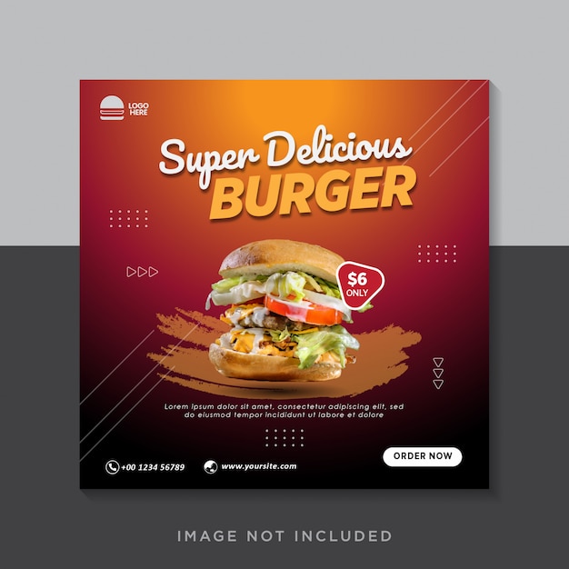 Food burger social media instagram post banner template