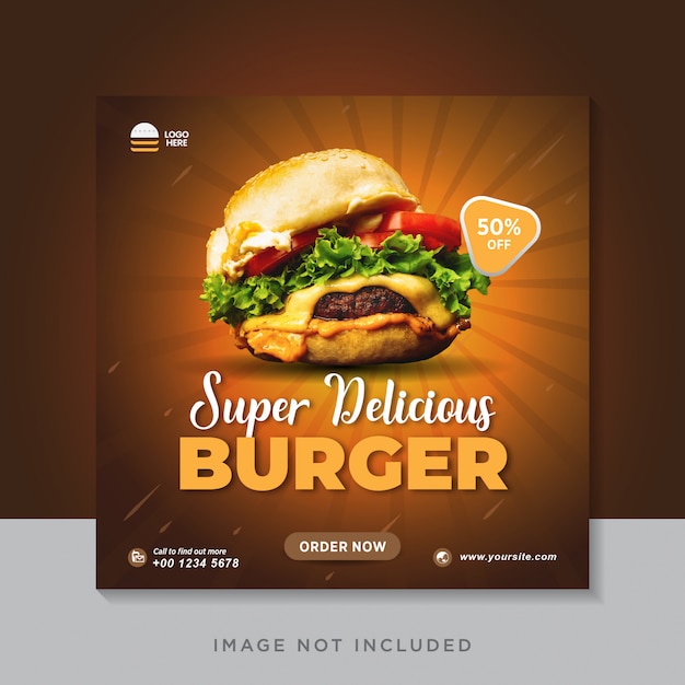 Food burger social media instagram post banner template