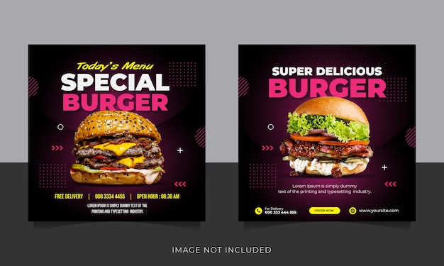 Food burger social media instagram post banner template