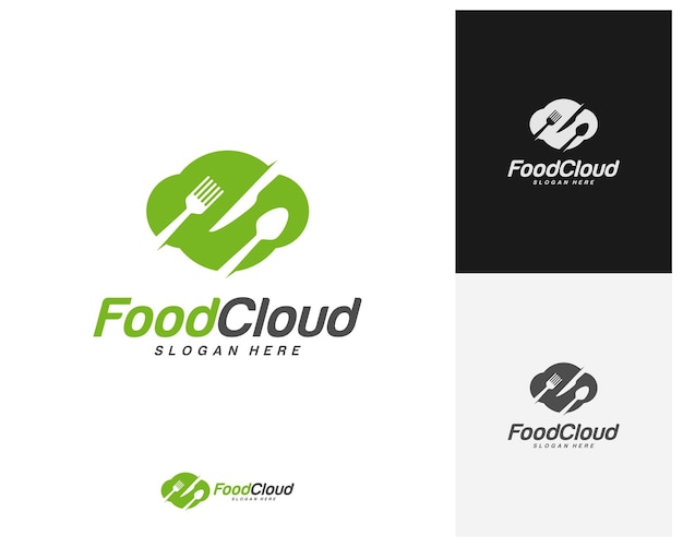 Food Cloud logo design vector Food logo template Restaurant food court cafe logo concept Icon symbol Illustration