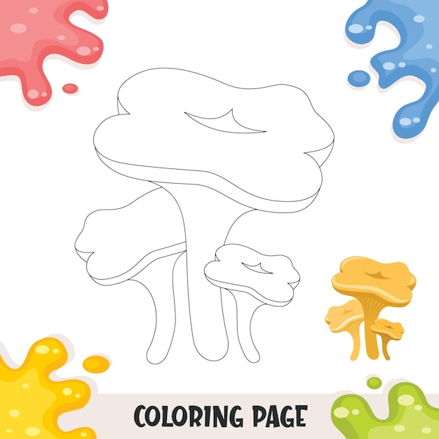 Food coloring book for kids with chanterelle illustration