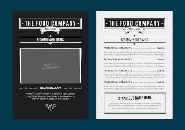 The Food Company Menu Table Tent Template