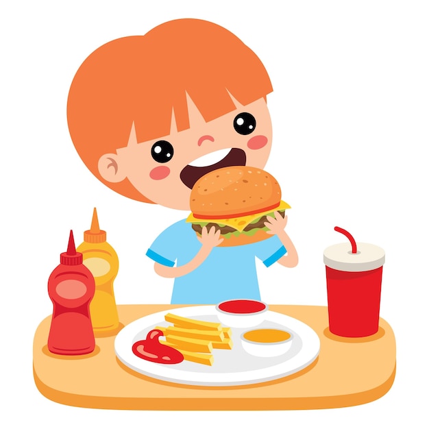 Food Concept With Cartoon Kid