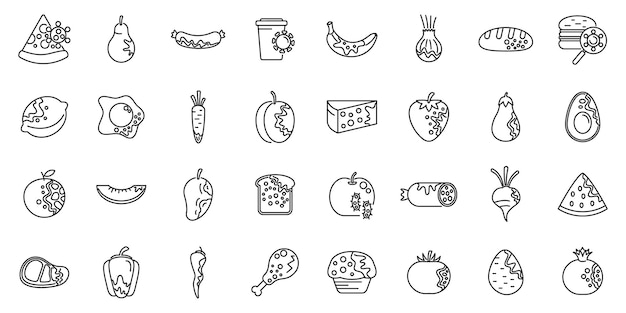 Food contamination icons set outline vector Touch virus