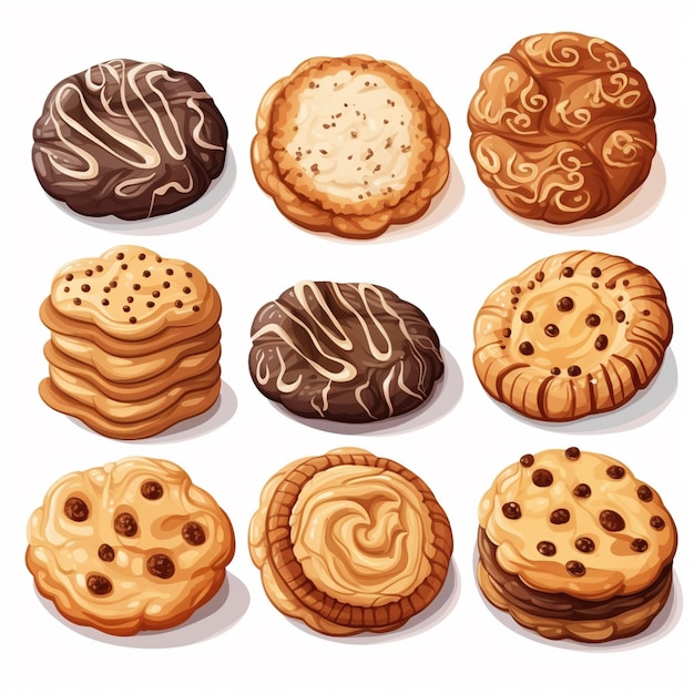 food cookie sweet illustration snack vector isolated chocolate dessert bakery biscuit sug