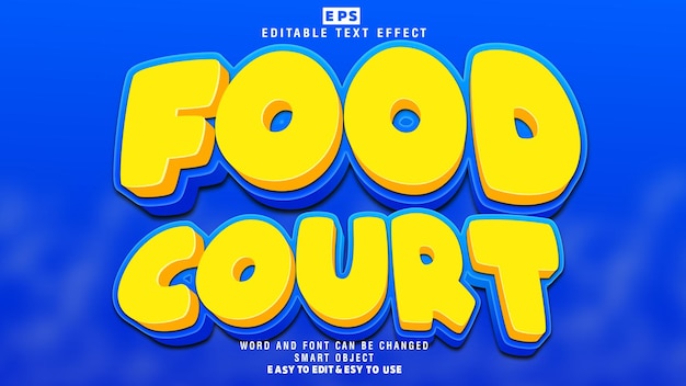 Food Court 3d Editable Text Effect Vector With Background