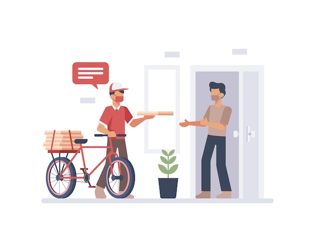 Food Delivery Bike Courier Illustration