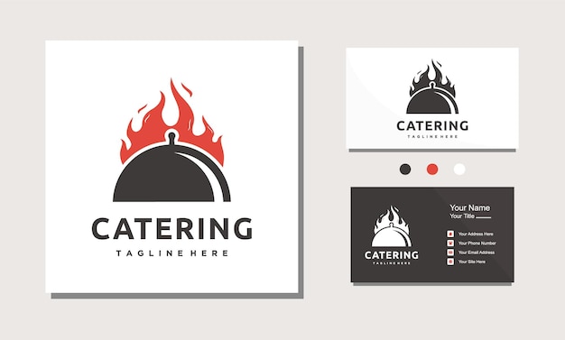 Food delivery catering cup and flame logo design icon vector