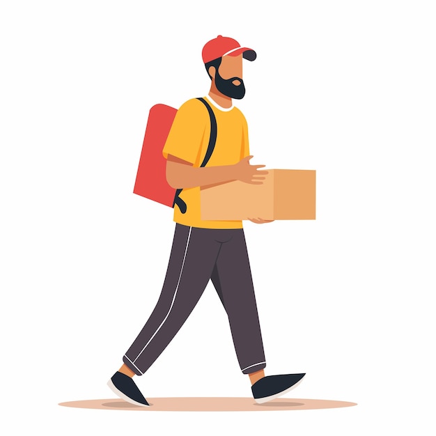 Vector food delivery guy flat character illustration