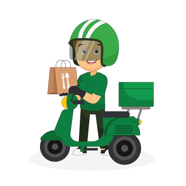 Food delivery man riding a scooter