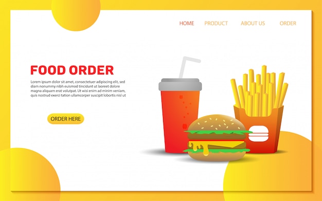 Food delivery order landing page template 