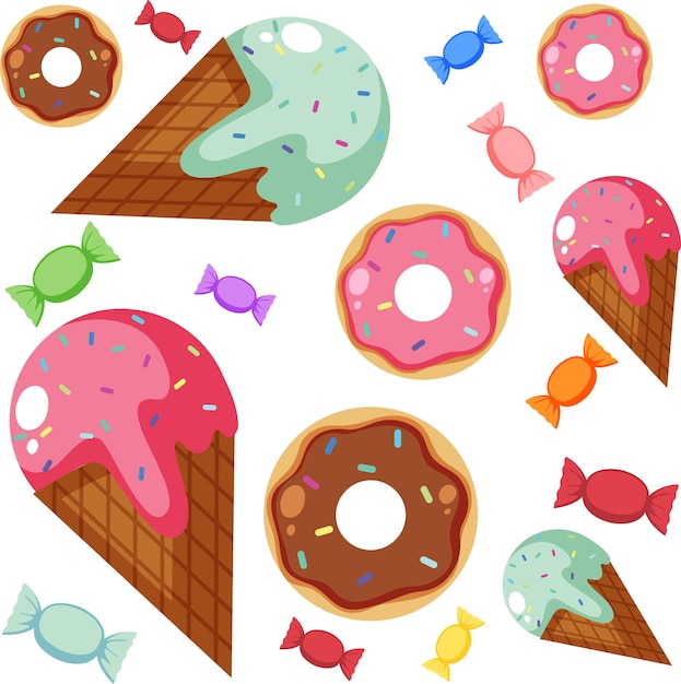 Food and dessert seamless pattern