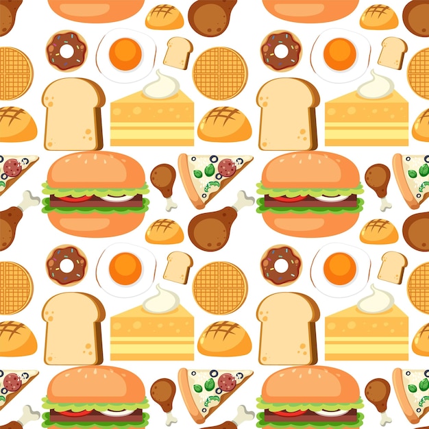 Food and dessert seamless pattern