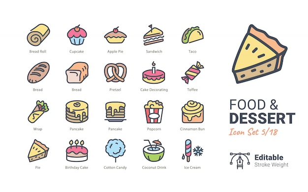 Food & Dessert vector icons collection