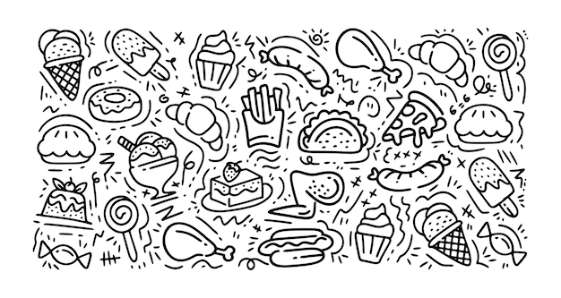 food doodle hand drawn