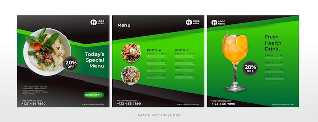 Vector food and drink banner for social media template