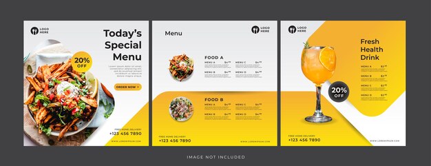 Vector food and drink banner for social media template