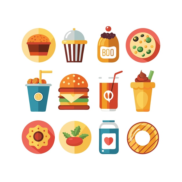 Food and Drink Icon Set Vector Illustration for Documents Websites and Mobile Applications