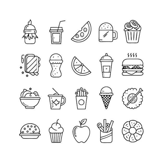 Food and Drink Icon Set Vector Illustration for Documents Websites and Mobile Applications