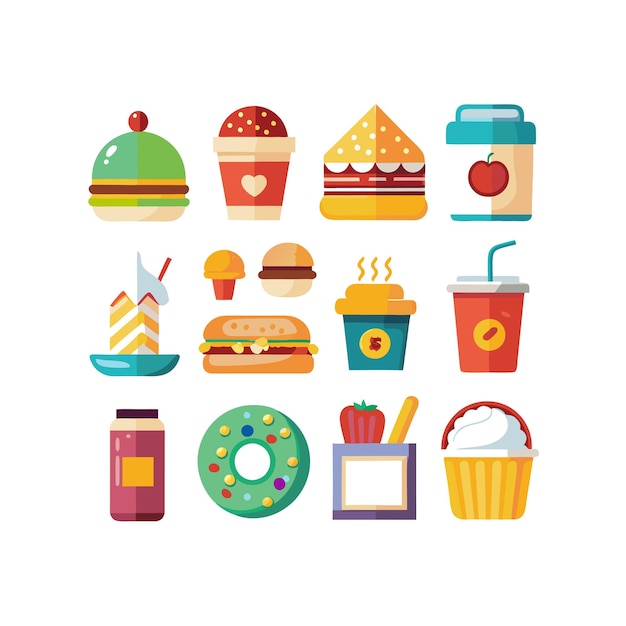 Food and Drink Icon Set Vector Illustration for Documents Websites and Mobile Applications