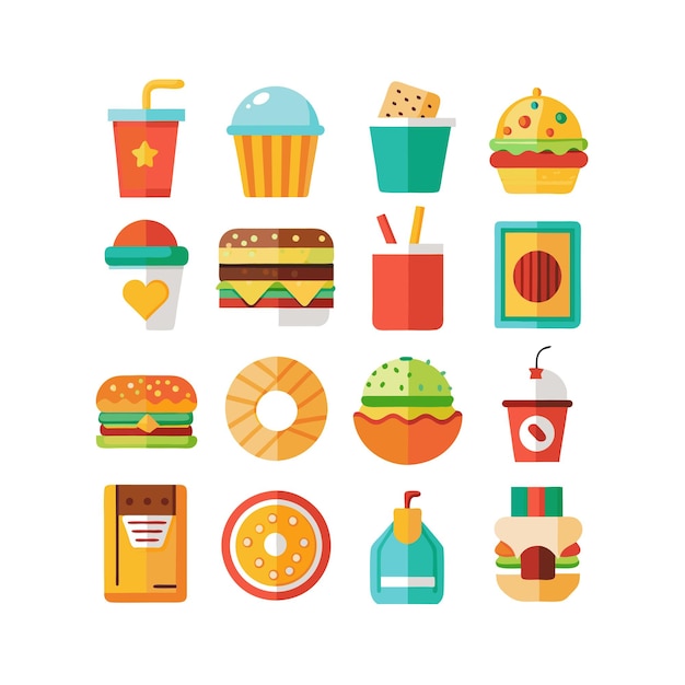 Food and Drink Icon Set Vector Illustration for Documents Websites and Mobile Applications