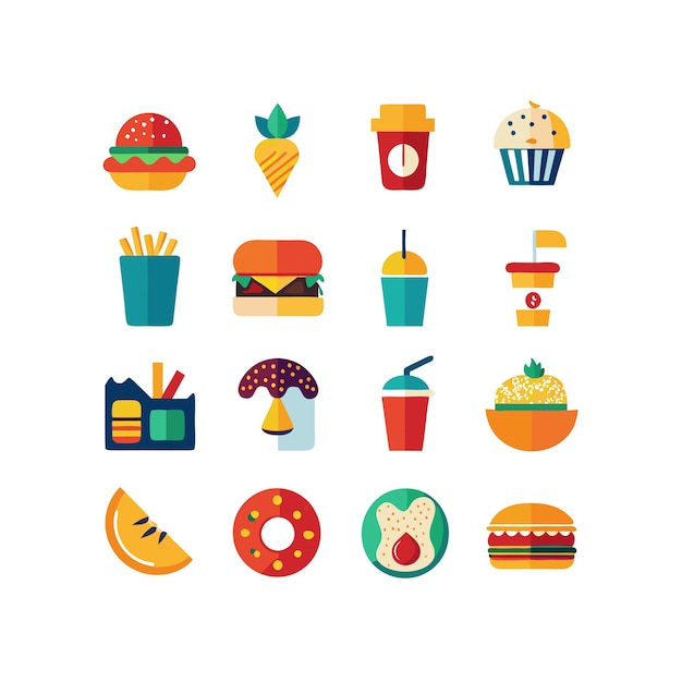 Food and Drink Icon Set Vector Illustration for Documents Websites and Mobile Applications