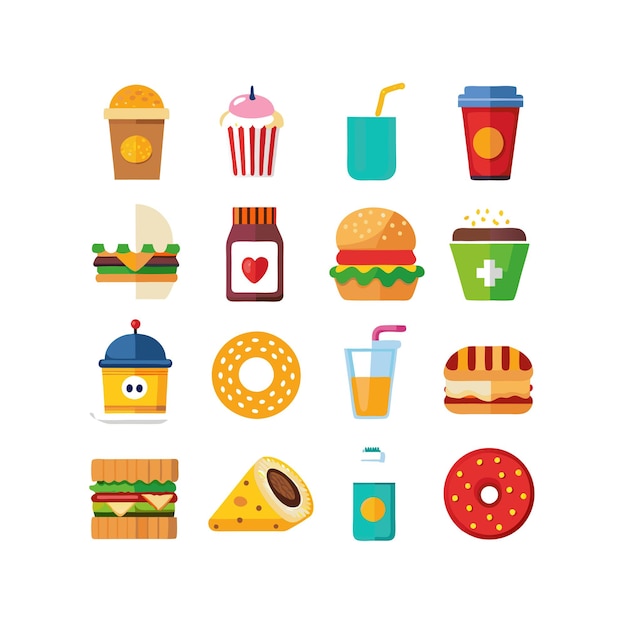 Food and Drink Icon Set Vector Illustration for Documents Websites and Mobile Applications