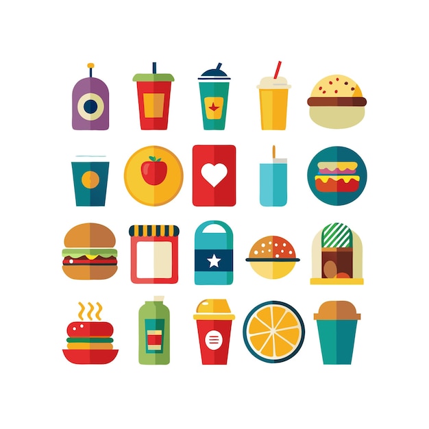 Food and Drink Icon Set Vector Illustration for Documents Websites and Mobile Applications