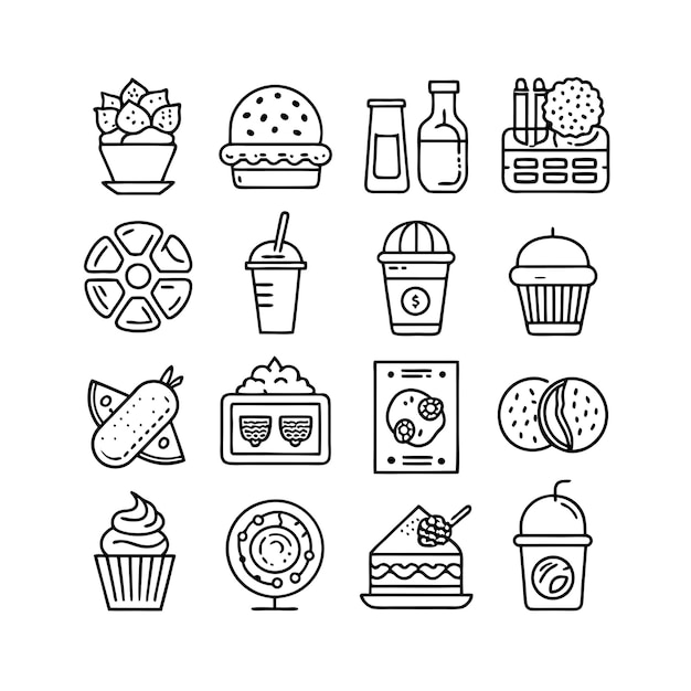 Food and Drink Icon Set Vector Illustration for Documents Websites and Mobile Applications