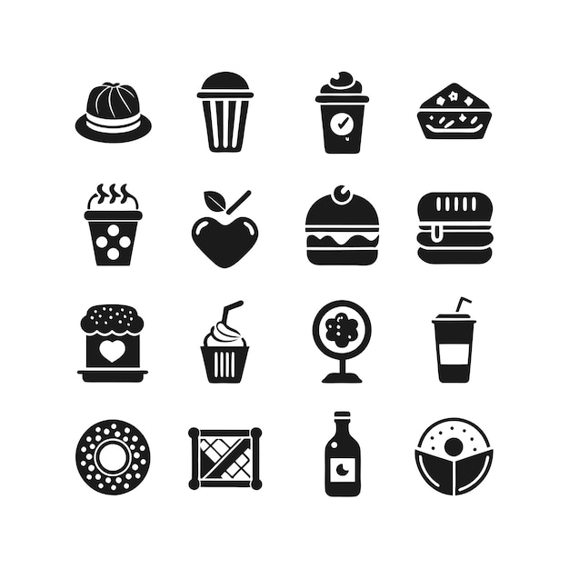 Food and Drink Icon Set Vector Illustration for Documents Websites and Mobile Applications