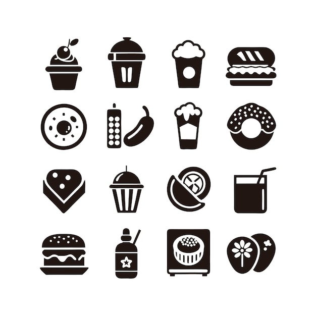 Food and Drink Icon Set Vector Illustration for Documents Websites and Mobile Applications