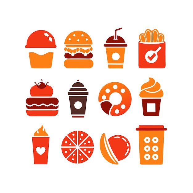 Food and Drink Icon Set Vector Illustration for Documents Websites and Mobile Applications