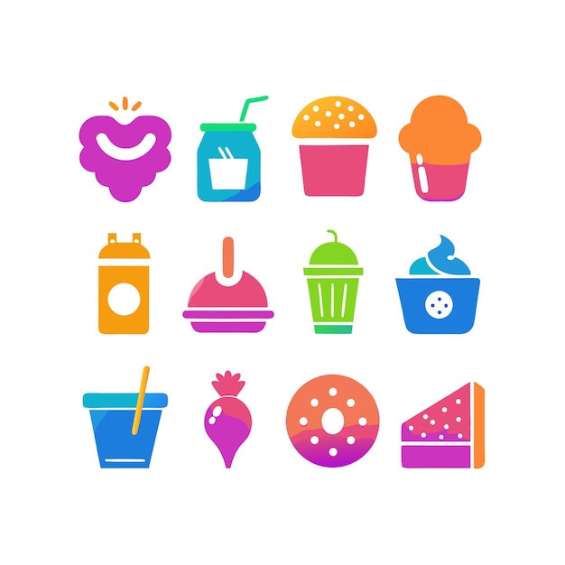 Food and Drink Icon Set Vector Illustration for Documents Websites and Mobile Applications