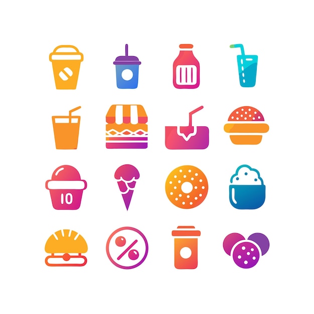 Food and Drink Icon Set Vector Illustration for Documents Websites and Mobile Applications