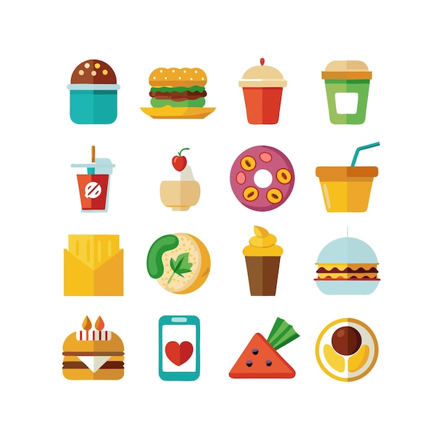 Food and Drink Icon Set Vector Illustration for Documents Websites and Mobile Applications