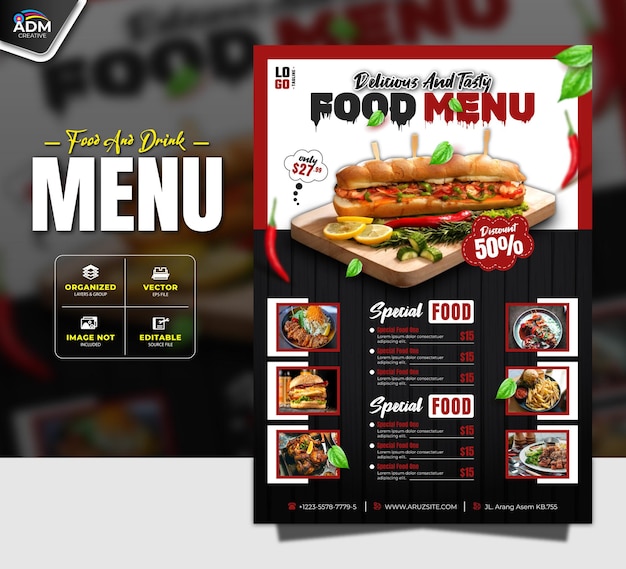 Food and drink restaurant menu Brochure And Banner template