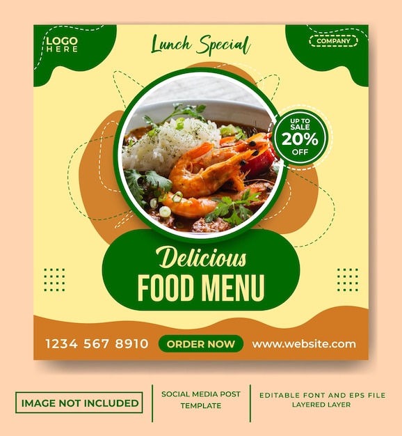 food and drink themed social media post template