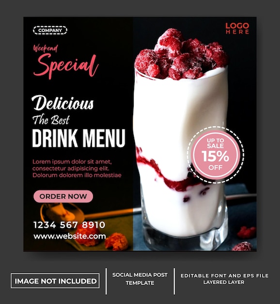 food and drink themed social media post template